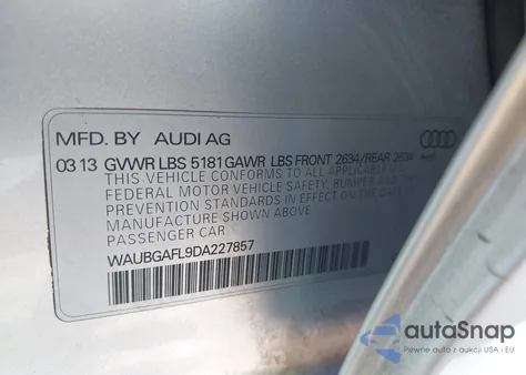 2013 Audi S4 3.0T Premium Plus from USA, damaged, VIN WAUBGAFL9DA227857